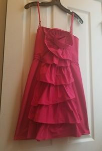 EUC, BCBG MAX AZRIA Azalea Pink 3D Floral Ruffle